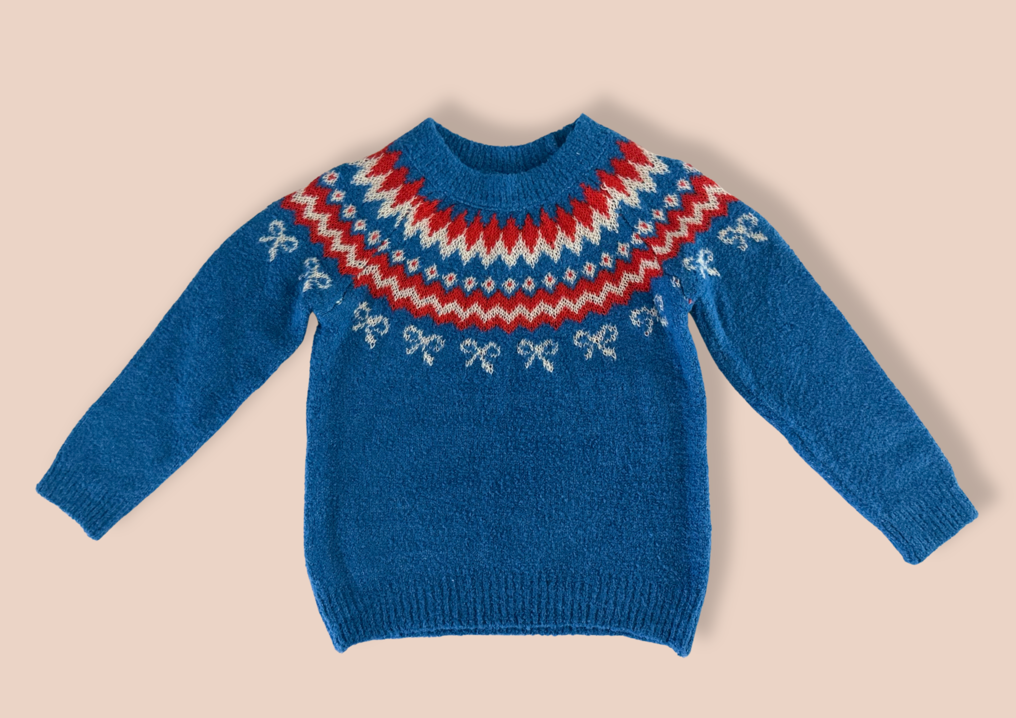 Suéter tejido azul con estampado nórdico — foto 2
